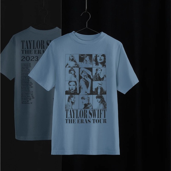 Taylor Swift The Eras Tour Blue T Shirt Tour Dates Blue Tee Shirt New - Picture 4 of 5